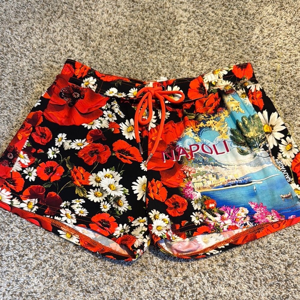 Sauvage Italian Retro Swim Trunk Napoli Print - S